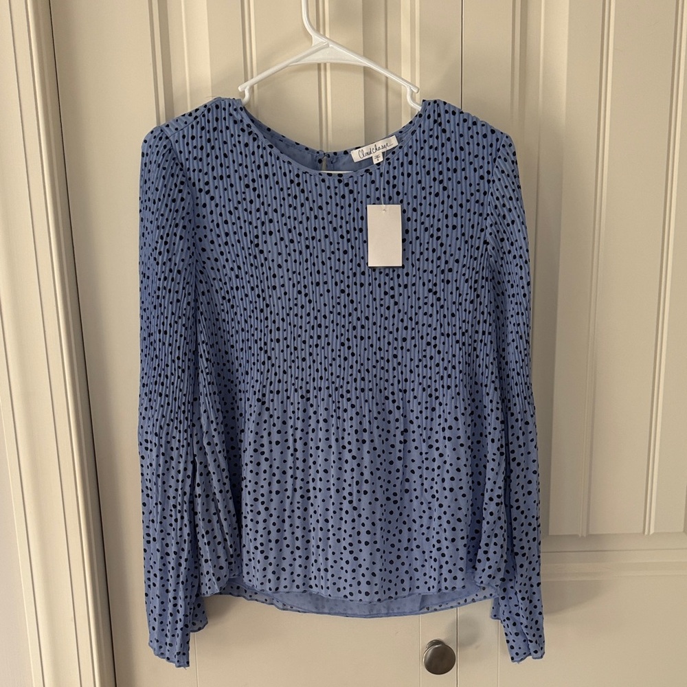 Cloud Chaser Blue and Black Polka Dot Blouse